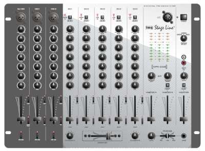 DJ-Mixer MPX-208 5 Kanal Line + 3 Mic